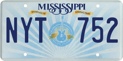 MS license plate NYT752