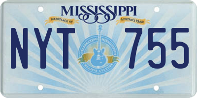 MS license plate NYT755