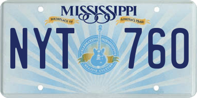 MS license plate NYT760