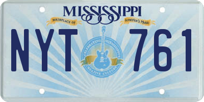 MS license plate NYT761
