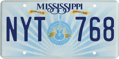 MS license plate NYT768