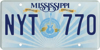 MS license plate NYT770