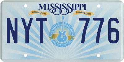 MS license plate NYT776