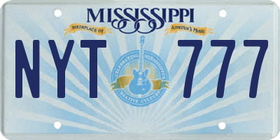 MS license plate NYT777