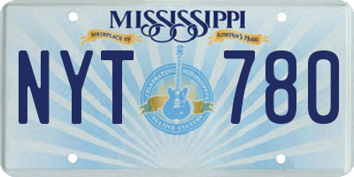 MS license plate NYT780