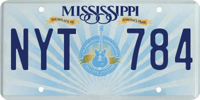 MS license plate NYT784
