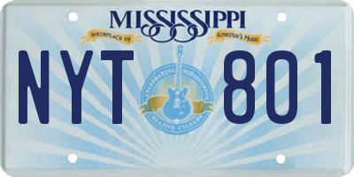 MS license plate NYT801