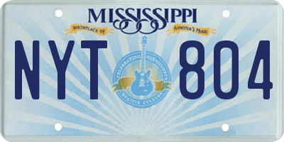 MS license plate NYT804