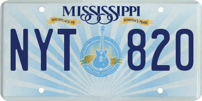 MS license plate NYT820