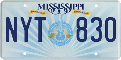 MS license plate NYT830