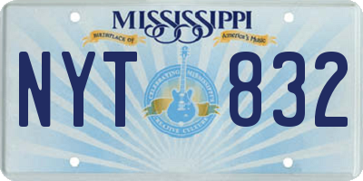 MS license plate NYT832