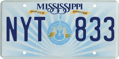 MS license plate NYT833