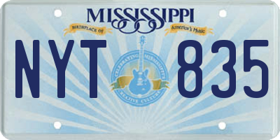 MS license plate NYT835