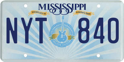 MS license plate NYT840