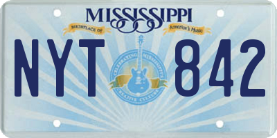 MS license plate NYT842