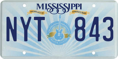 MS license plate NYT843