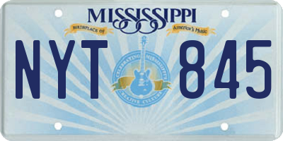 MS license plate NYT845
