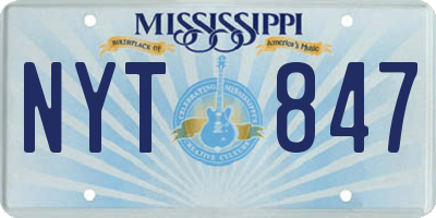 MS license plate NYT847