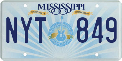 MS license plate NYT849