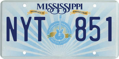 MS license plate NYT851