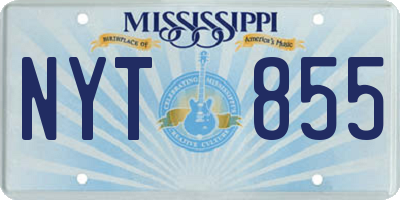 MS license plate NYT855