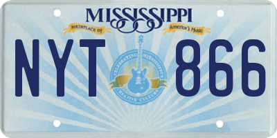 MS license plate NYT866