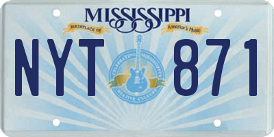 MS license plate NYT871