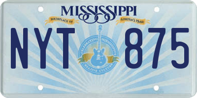 MS license plate NYT875