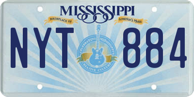 MS license plate NYT884