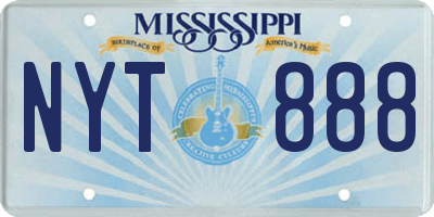 MS license plate NYT888