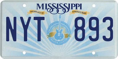 MS license plate NYT893