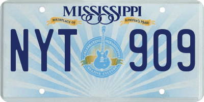MS license plate NYT909