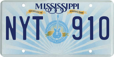 MS license plate NYT910