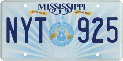 MS license plate NYT925