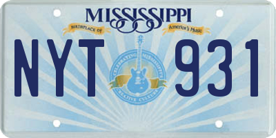 MS license plate NYT931
