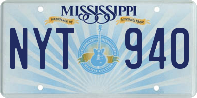 MS license plate NYT940