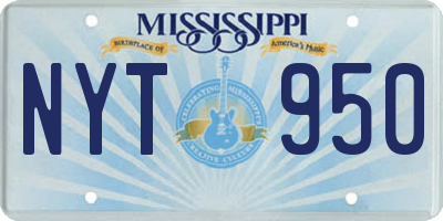 MS license plate NYT950