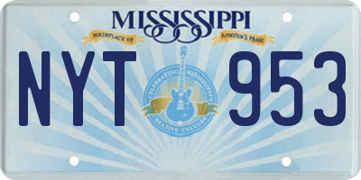 MS license plate NYT953