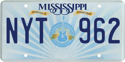 MS license plate NYT962