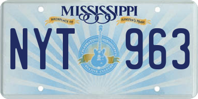 MS license plate NYT963