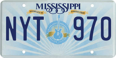 MS license plate NYT970