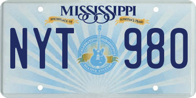 MS license plate NYT980
