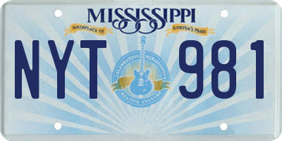 MS license plate NYT981