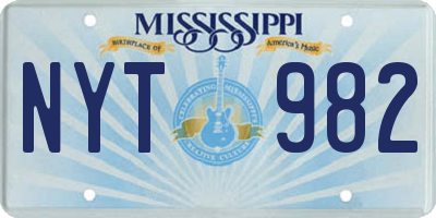 MS license plate NYT982