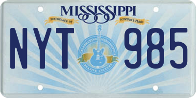 MS license plate NYT985