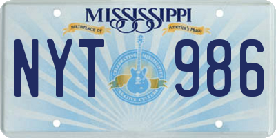 MS license plate NYT986