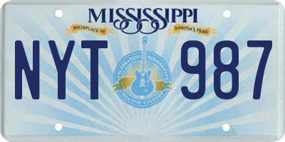 MS license plate NYT987