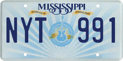 MS license plate NYT991