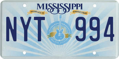 MS license plate NYT994