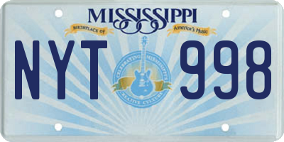 MS license plate NYT998
